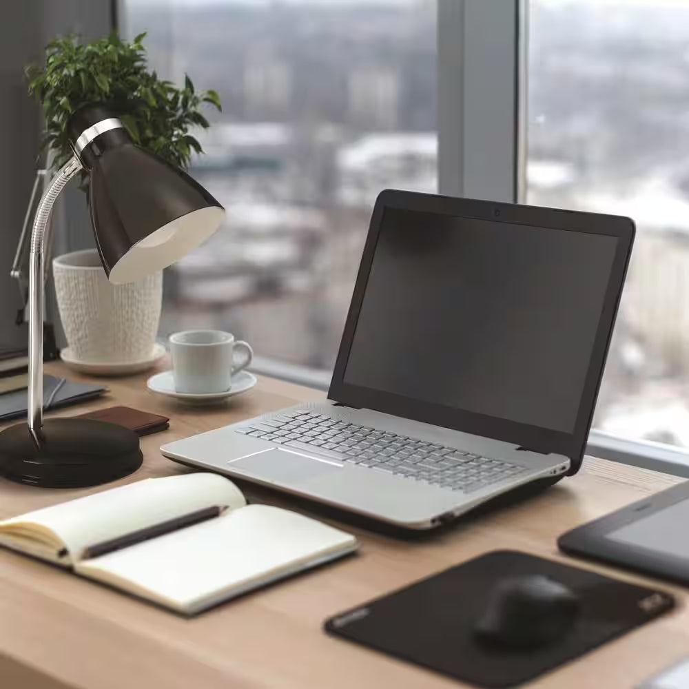 13-Inch Black Classic Desk Lamp with Included LED Light Bulb