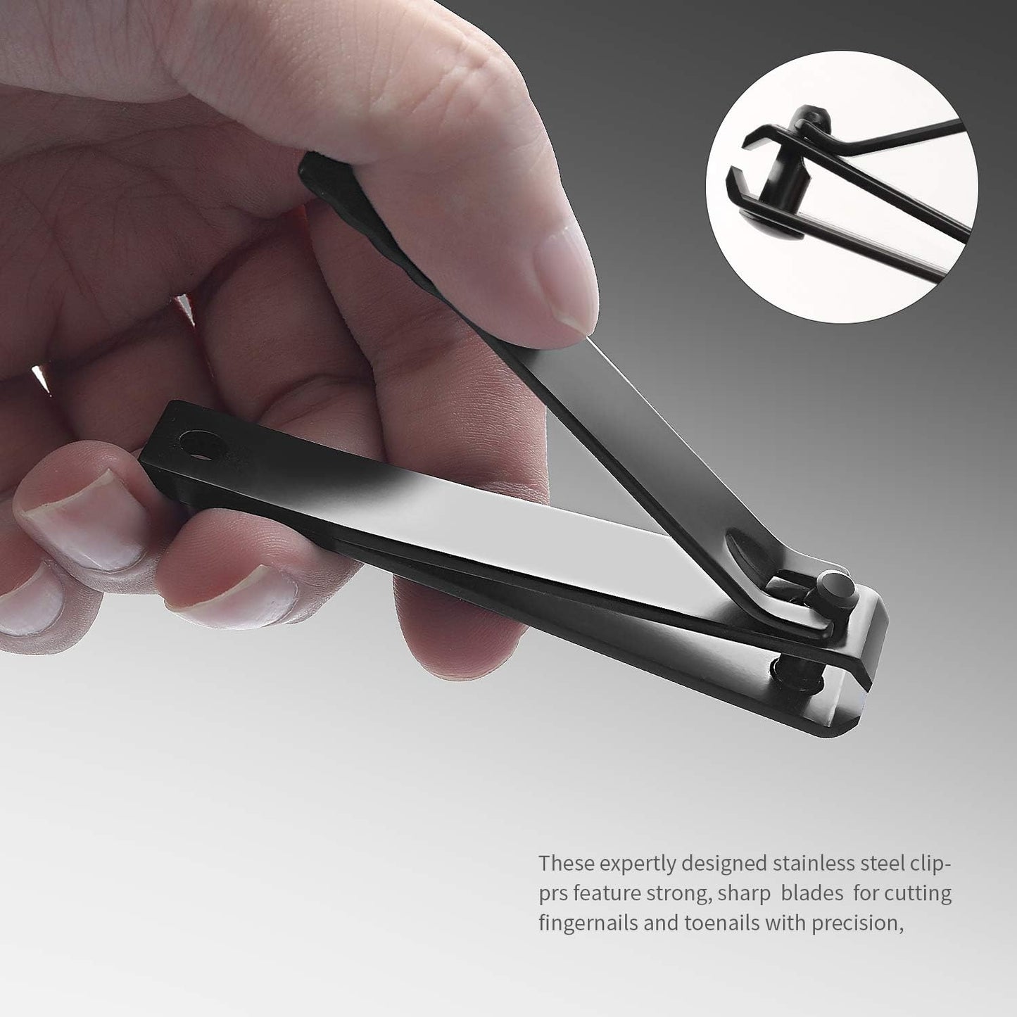 Nail Clippers Set Black Stainless Steel Nail Cutter& Sharp Oblique Toe Nail Clipper & Nail File 4 Pieces, Men and Women Suitable for Gifts.