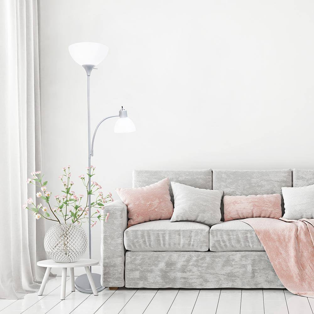 71.5-Inch Silver Floor Lamp with Integrated Reading Light