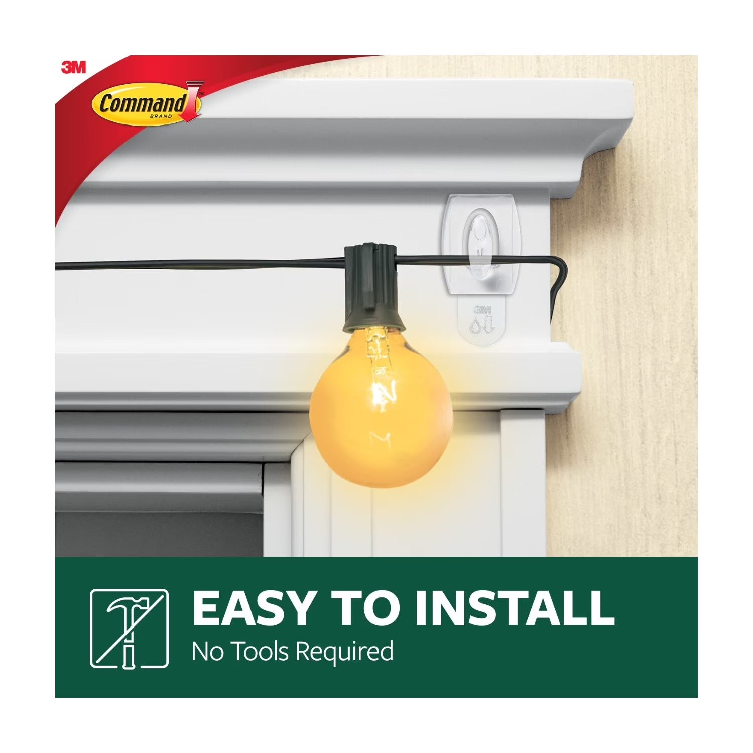 Clear Indoor and Outdoor Light Clips with 12 Hooks and 16 Strips for Hanging Lights