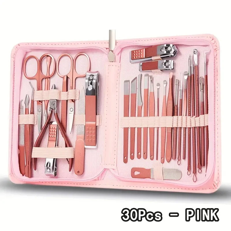 30-Piece Nail Clipper Set Multi-Functional Portable Nail Clippers with Special Ear Picks for Paronychia Complete Nail Care Tool