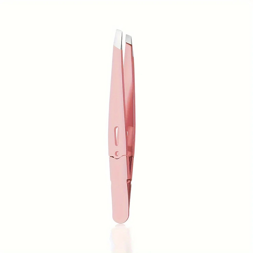 Stainless Steel Eyebrow Tweezers Hollow Colored Tweezers Multi-Purpose Slanted Mouth Tweezers Beard Removal Eyebrow Clip