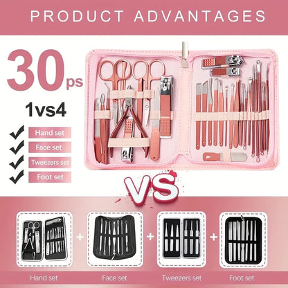 30-Piece Nail Clipper Set Multi-Functional Portable Nail Clippers with Special Ear Picks for Paronychia Complete Nail Care Tool