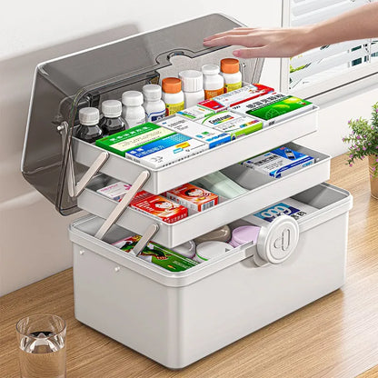 Large Capacity Pill Organizer for Home Medicine Storage 3 Layer Classification Family Emergency Pharmacy Storage Container Box