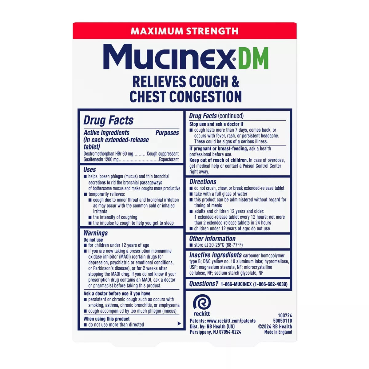 Mucinex DM Max Strength 12 Hour Cough Medicine - Tablets