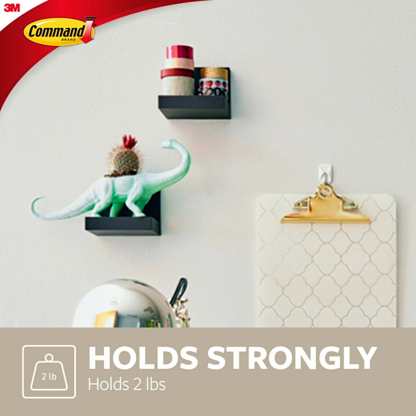 Display Ledges, Holds 2 Lbs, Slate, 2 Wall Display Ledges and 8  Strips