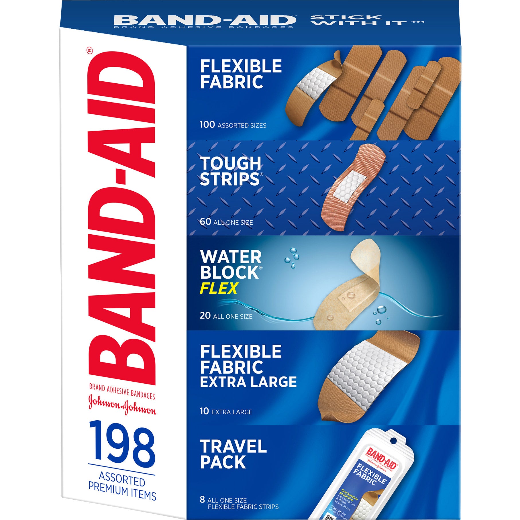 Band-Aid Adhesive Bandages, Assorted, 198-Count