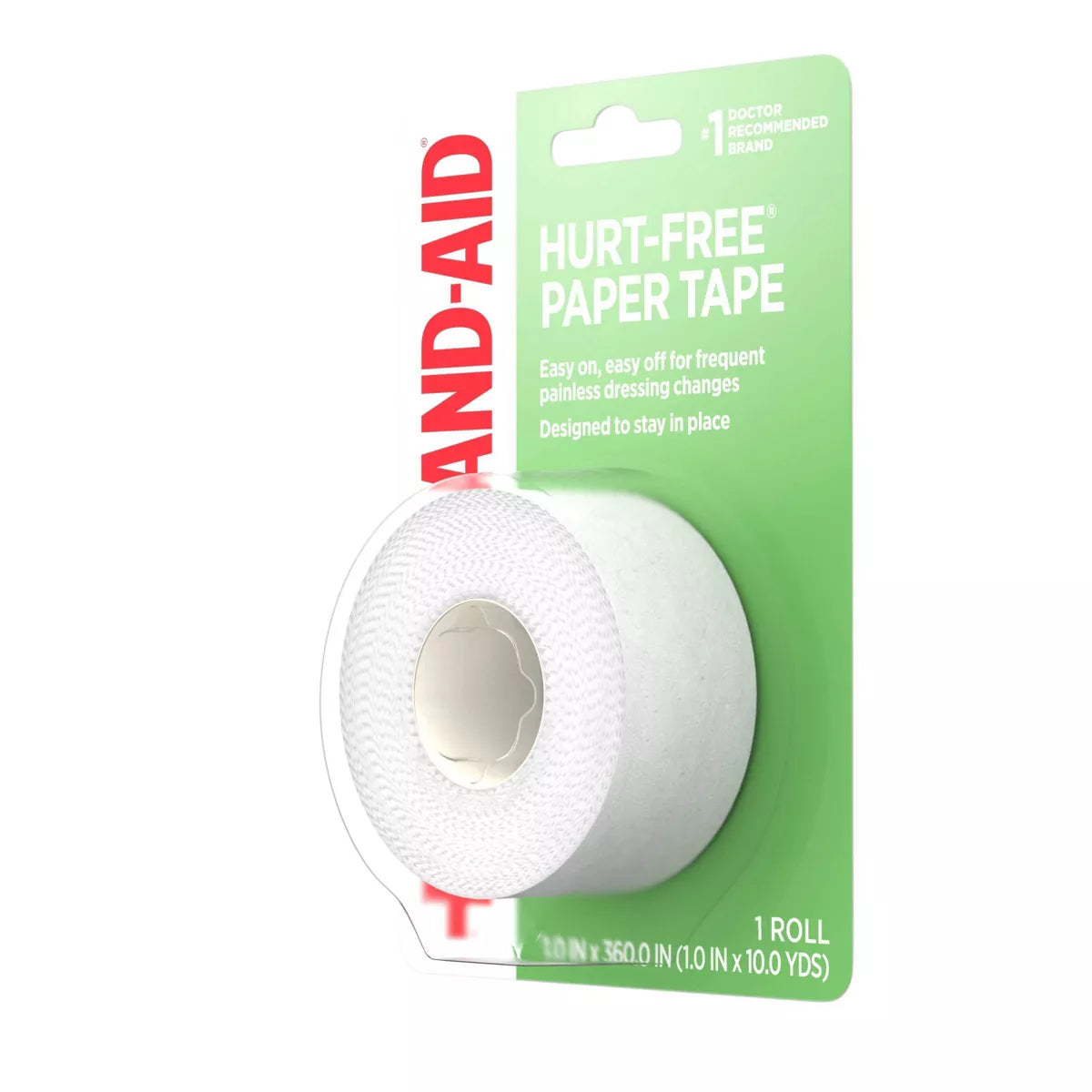 Johnson & Johnson Band-Aid Brand First Aid Hurt-Free Medical Paper Tape - 1In X 10 Yd