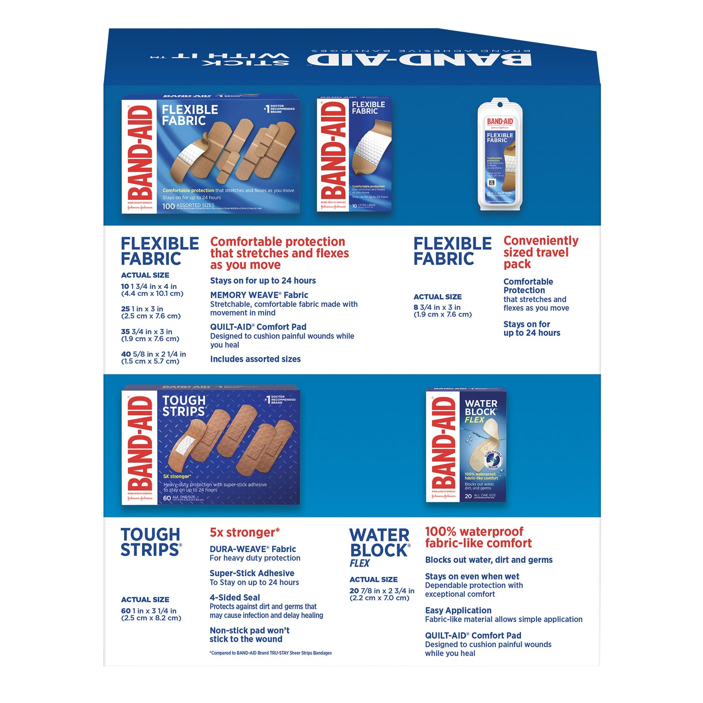 Band-Aid Adhesive Bandages, Assorted, 198-Count