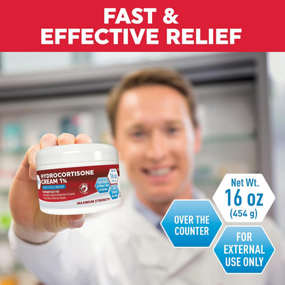 Hydrocortisone Cream 1% Maximum Strength Itch Relief, Bulk 16 Oz Hydro Cortisone