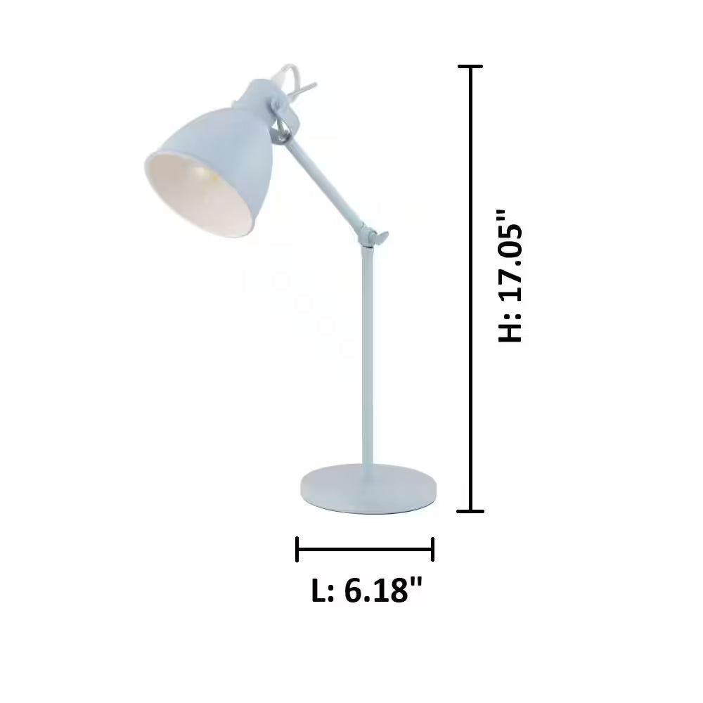 Priddy 6.125" W x 17" H One-Light Adjustable Desk Lamp in Pastel Light Blue