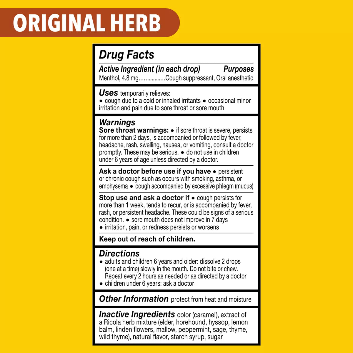 Ricola Cough Drops - Original Herbs