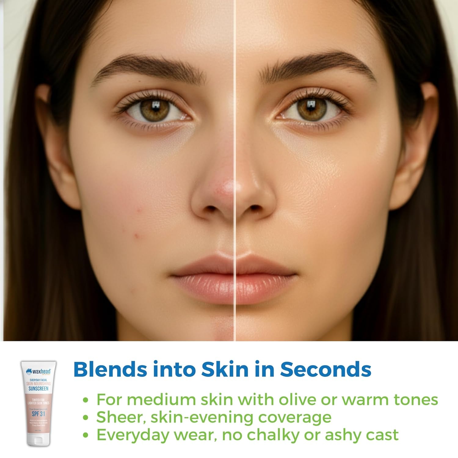 Waxhead Tinted Sunscreen for Face Sunscreen, Zinc Oxide Sunscreen, Sunblock, Zinc Sunscreen, Sun Block, Organic Sunscreen
