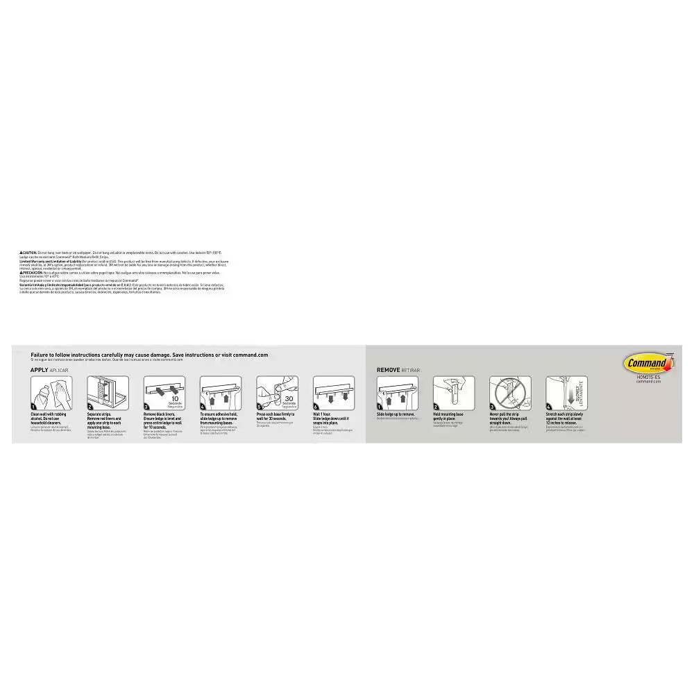 Picture Ledge, Quartz, Damage Free Decorating, 1 Ledge and 10  Strips