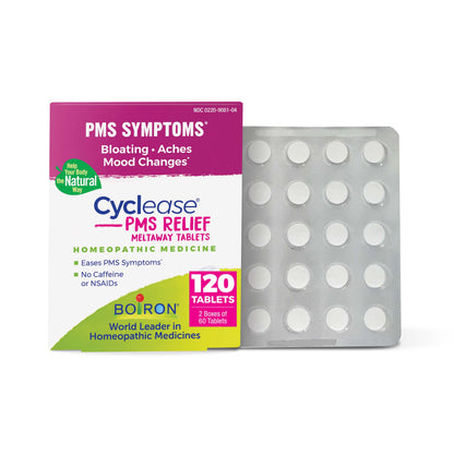 Cyclease PMS Tablets, Homeopathic Medicine for PMS Relief, Discomfort, Aches, Bloating, Irritability, 2 X 60 Tablets Twin Pack