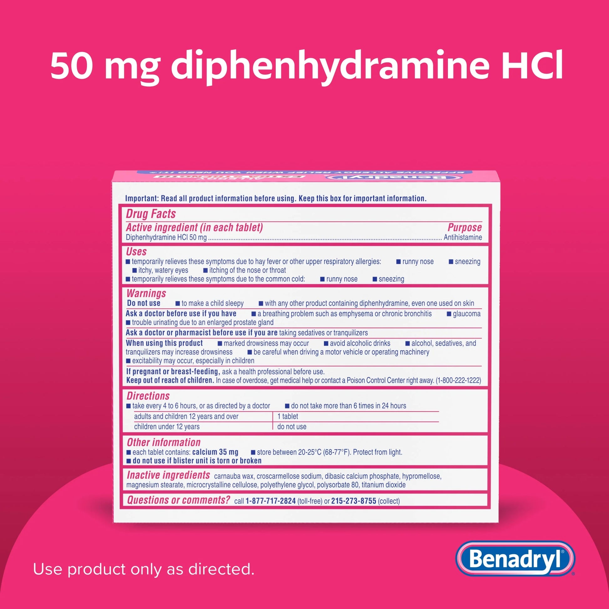 Extra Strength Relief Allergy Tablets, 50 Mg Diphenhydramine Hcl, 24 Count
