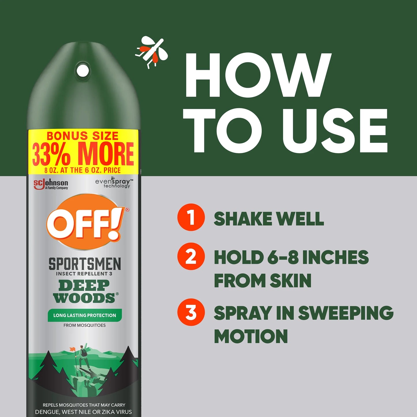 Sportsmen Deep Woods Insect Repellent 3, Sweat Resistant Mosquito & Bug Spray, 8 Oz