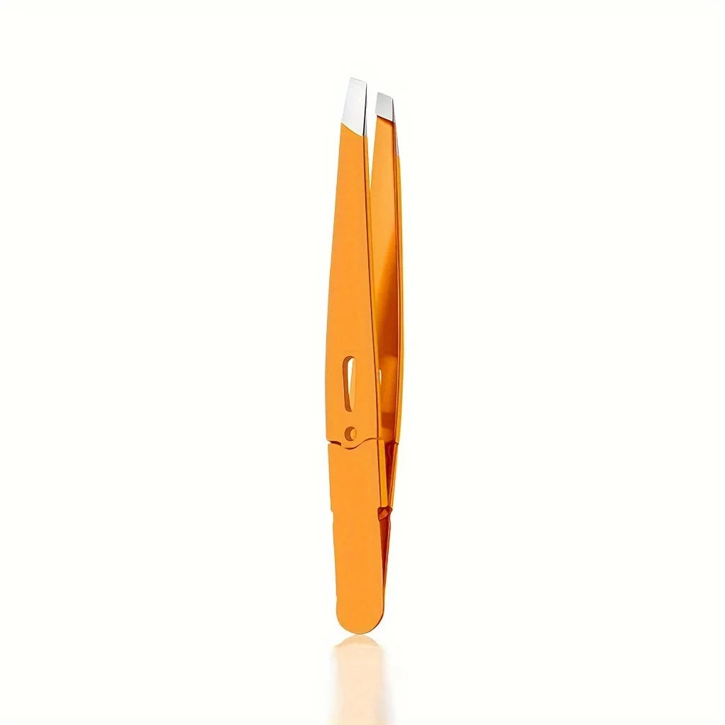 Stainless Steel Eyebrow Tweezers Hollow Colored Tweezers Multi-Purpose Slanted Mouth Tweezers Beard Removal Eyebrow Clip