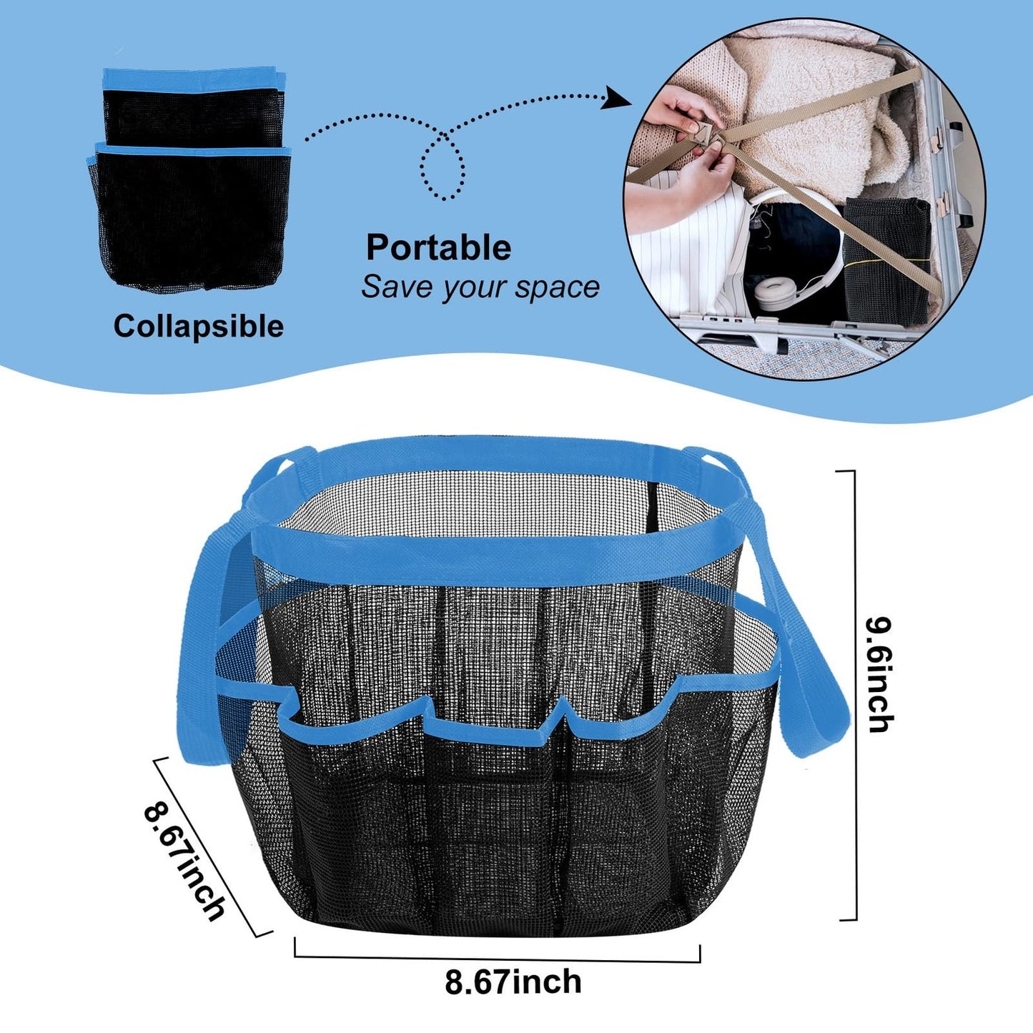 Attmu Mesh Shower Caddy for College Dorm Room Essentials, Hanging Portable Tote