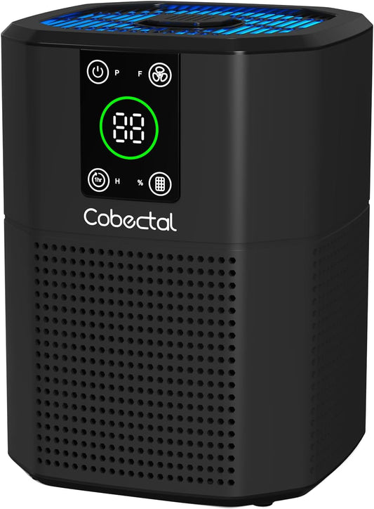 Air Purifier for Home Bedroom,  Room Air Cleaner with 3-In-1 Filter, Aroma Function & Sleep Mode, Desktop Small Air Purifier for Office, Dorm, Hotel, Rvs (Black)