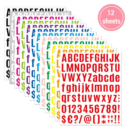 12 Sheets Arabic Number Stickers 1 Inch Number Stickers 26 Alphabet A-Z Planner Stickers Colorful Creative DIY Letter Sticker