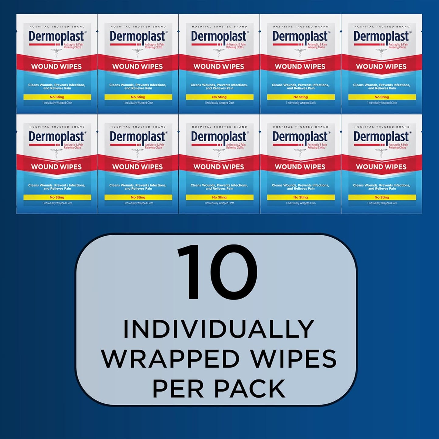 Wound Wipes Medicated First Aid Cloths, Analgesic & Antiseptic Wipes for Treatin