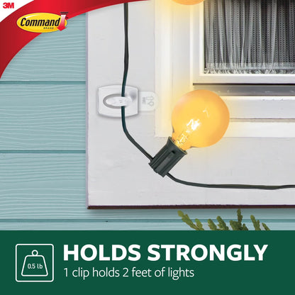 Clear Indoor and Outdoor Light Clips with 12 Hooks and 16 Strips for Hanging Lights