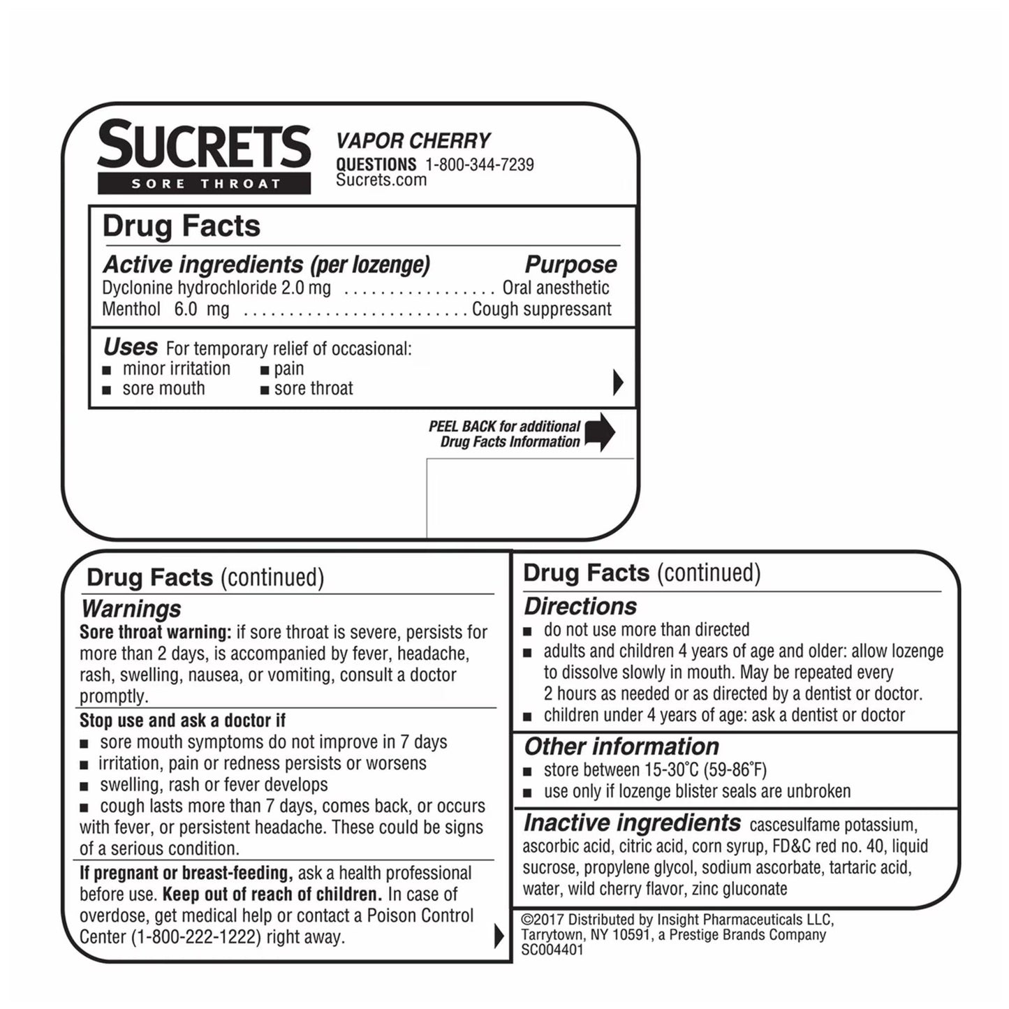 Sore Throat & Cough Lozenges, Vapor Cherry Flavor, 18 Count