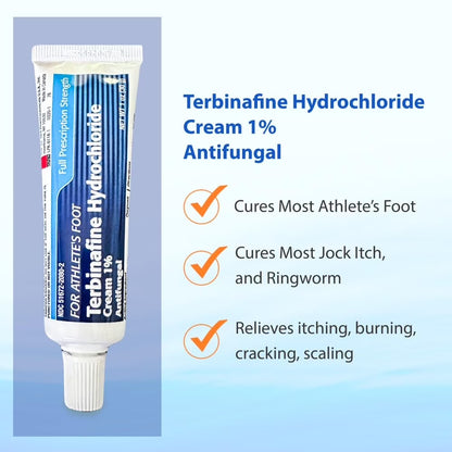 Terbinafine Hydrochloride 1% Athletes Foot Treatment, Antifungal Cream for Skin, Effective anti Fungal Cream for Athlete'S Foot Relief and Skin Health, 1 Oz Tube