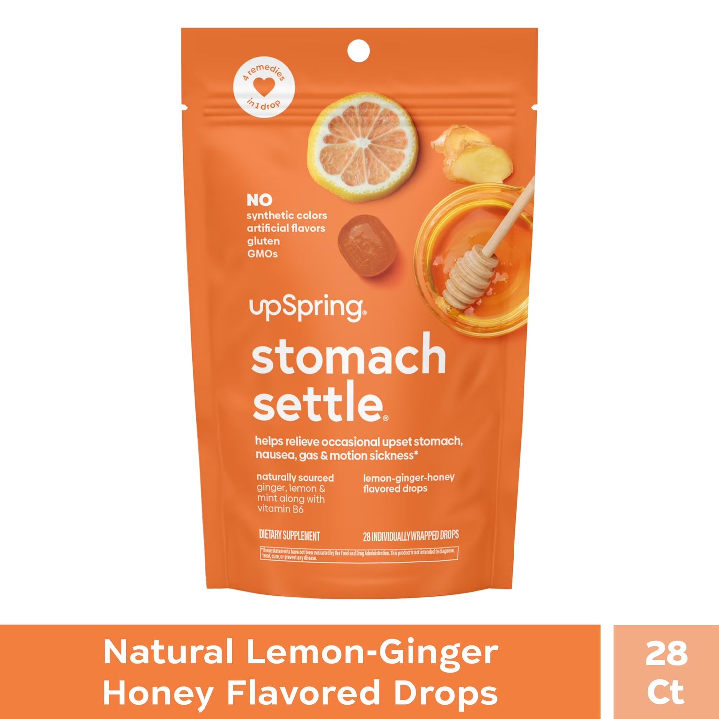 Stomach Settle Nausea Relief Drops, Lemon Ginger Honey, 28 Count