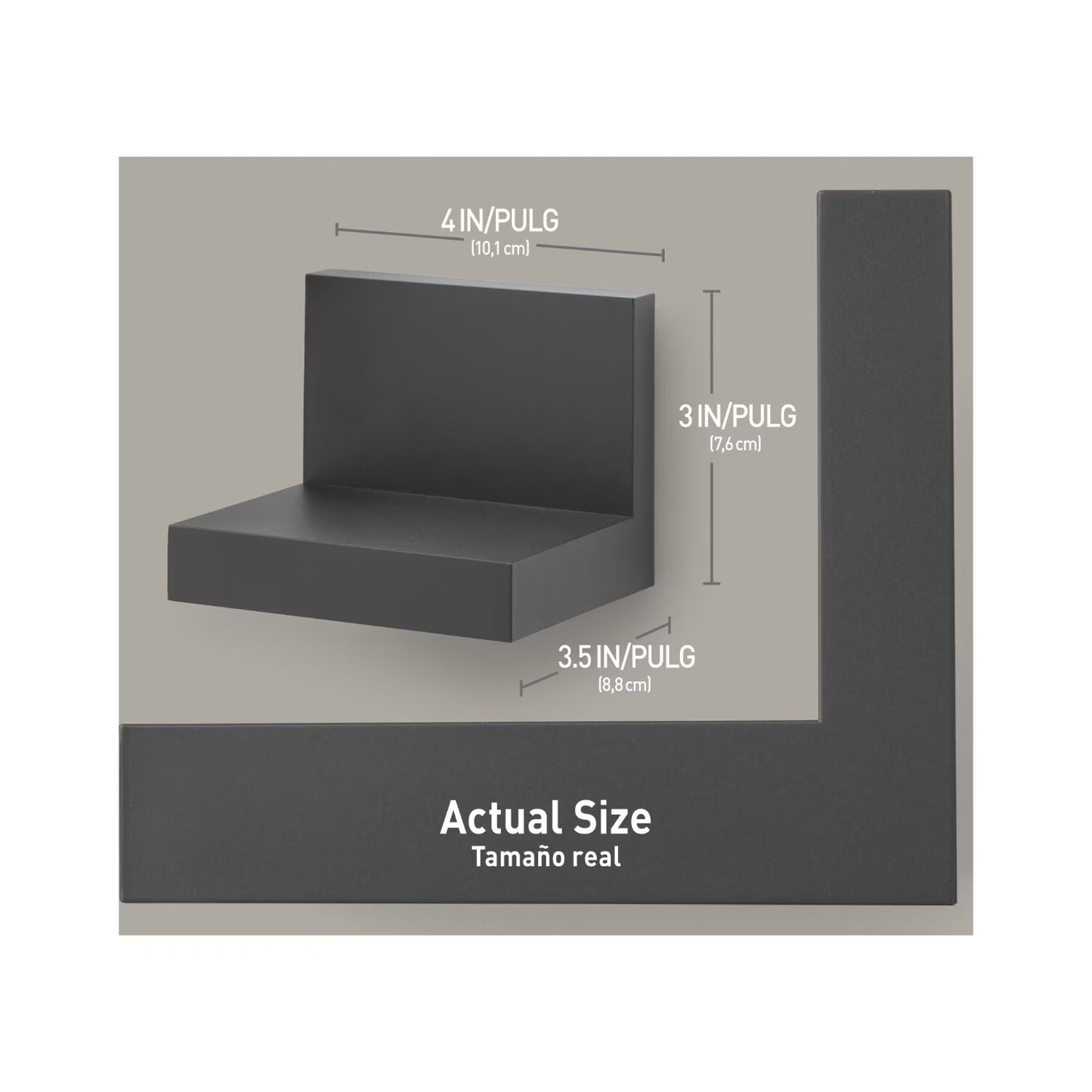 Display Ledges, Holds 2 Lbs, Slate, 2 Wall Display Ledges and 8  Strips