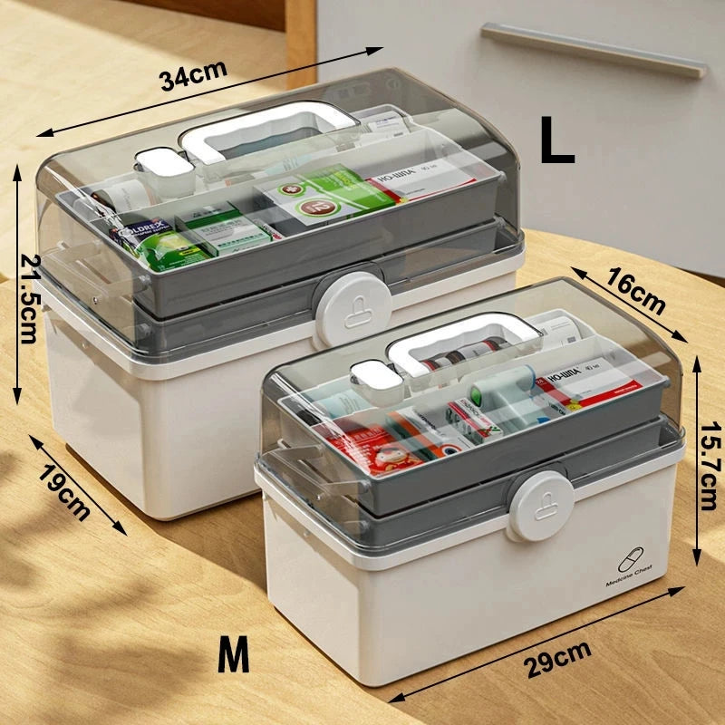 Large Capacity Pill Organizer for Home Medicine Storage 3 Layer Classification Family Emergency Pharmacy Storage Container Box