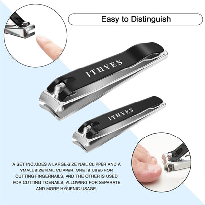 Nail Clippers Nail Cutter Set Toenail Fingernail Clippers Kit for Thick Nails Stainless Steel Sharp Sturdy Trimmer for Men & Women, Set of 2