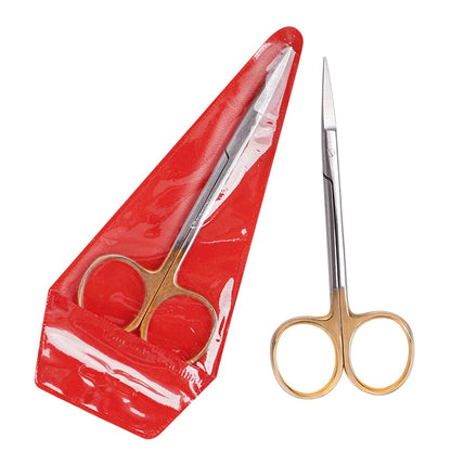 Dental Stainless Steel Medical Surgical Scissors Straight / Curved Tip Gold Plated Handle Animal Vet Scissors Haircut Scissors