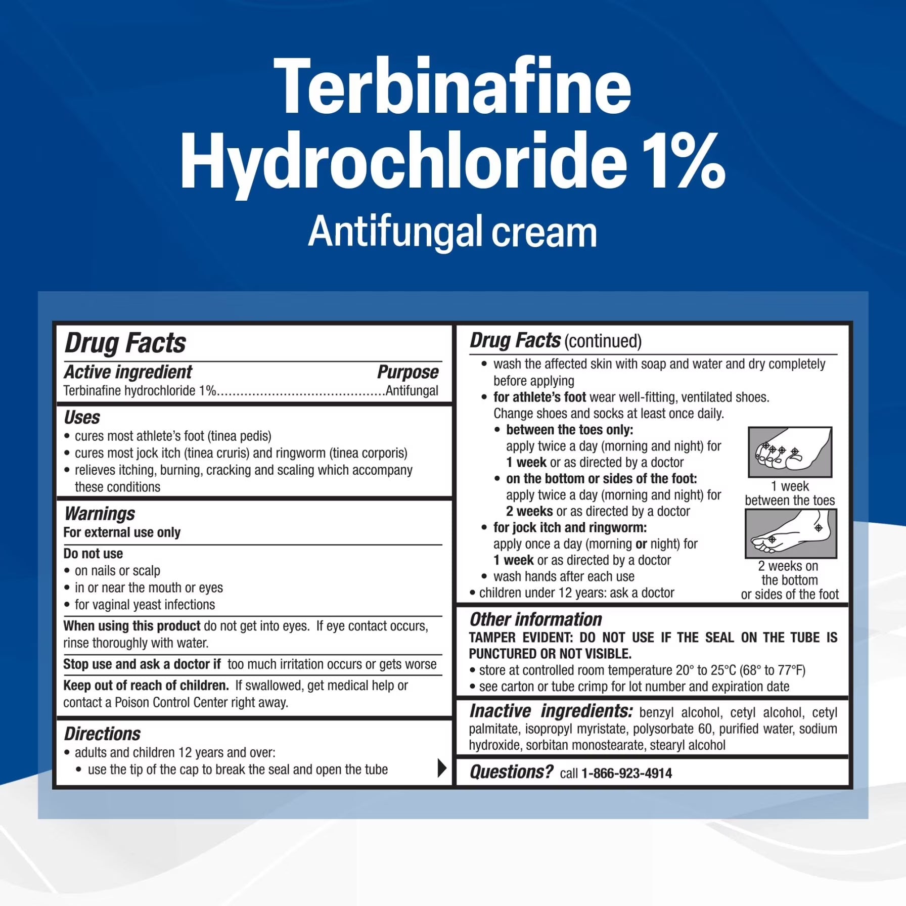 Terbinafine Hydrochloride 1% Athletes Foot Treatment, Antifungal Cream for Skin, Effective anti Fungal Cream for Athlete'S Foot Relief and Skin Health, 1 Oz Tube