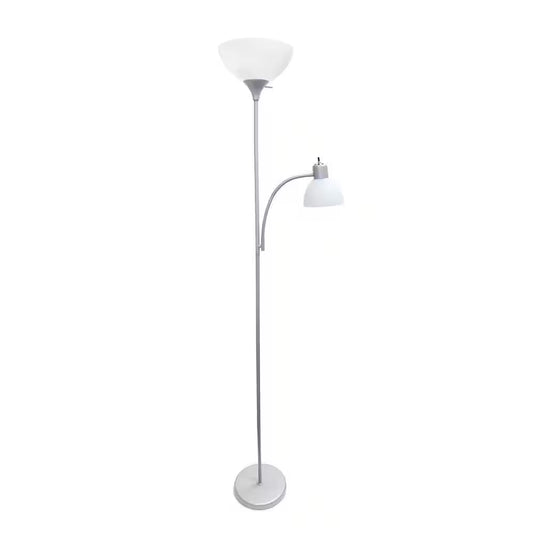 71.5-Inch Silver Floor Lamp with Integrated Reading Light