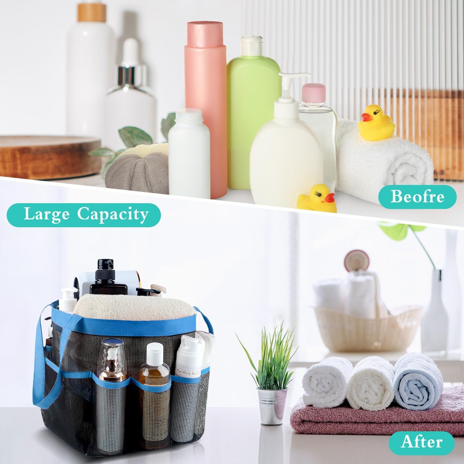 Attmu Mesh Shower Caddy for College Dorm Room Essentials, Hanging Portable Tote