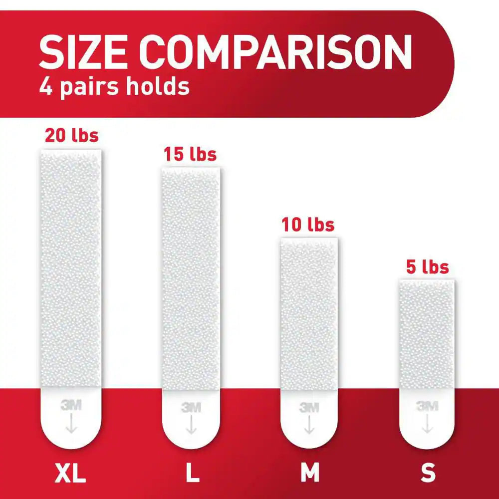 X-Large (20Lb) Picture Hanging Strips, White, 8 Pairs (16 Strips), Damage-Free Wall Hangers for Picture Frames