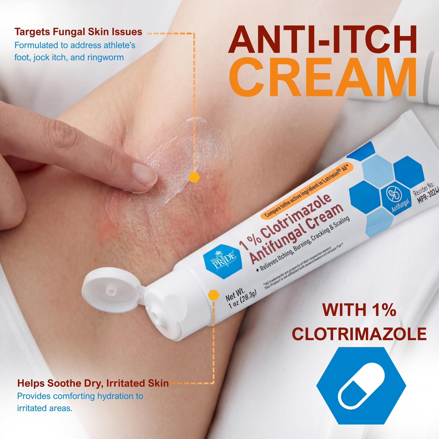 (2 Pack) MED PRIDE Antifungal Cream 1% Clotrimazole – Antifungal Ointment for Jock Itch, Athlete’S Foot & Ringworm, Foot Fungus Treatment Relieves Itching 1Oz