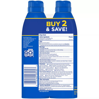 Coppertone Sport Sunscreen Spray - SPF 50 - 11Oz - Twin Pack: Paraben-Free, Whole Body Application, Scented
