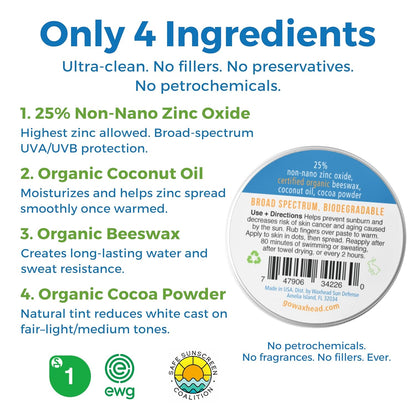 Waxhead Tinted Sunscreen for Face Sunscreen, Zinc Oxide Sunscreen, Sunblock, Zinc Sunscreen, Sun Block, Organic Sunscreen