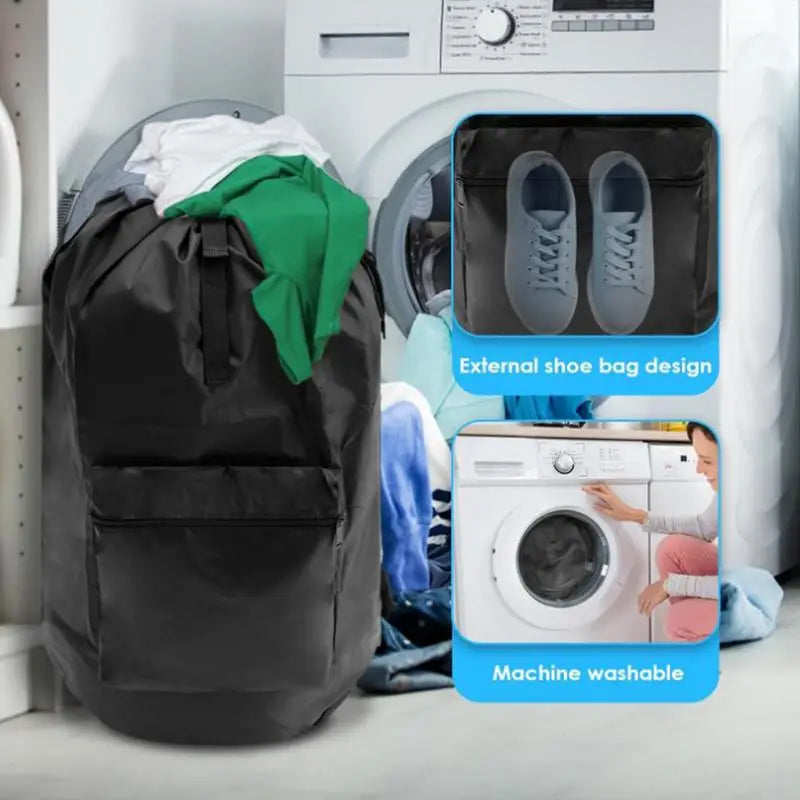 Laundry Hamper Backpack Waterproof Clothes Laundry Hamper Large Capacity Laundry Tools College Dorm Laundry Bag Adjustable