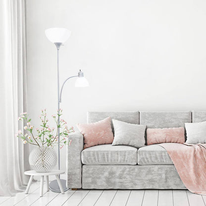 71.5-Inch Silver Floor Lamp with Integrated Reading Light
