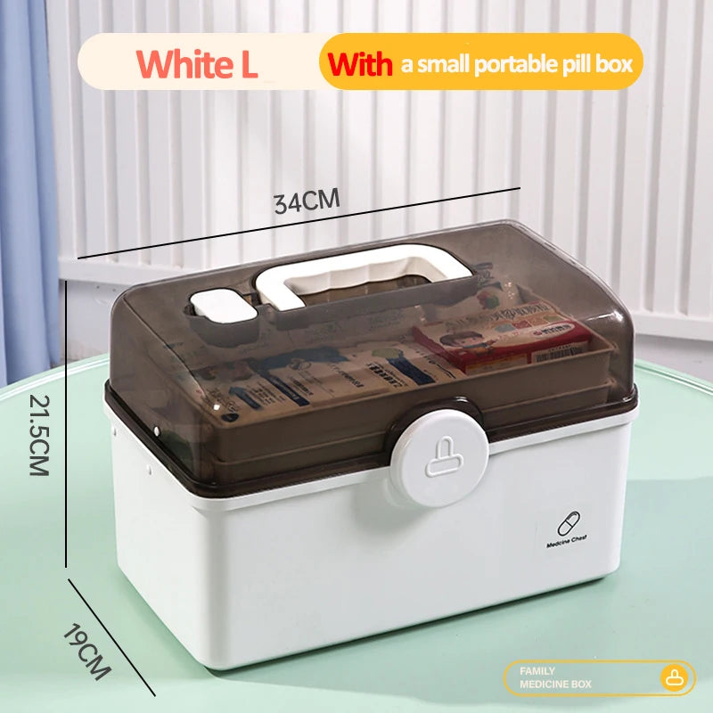 Large Capacity Pill Organizer for Home Medicine Storage 3 Layer Classification Family Emergency Pharmacy Storage Container Box