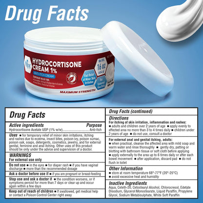 Hydrocortisone Cream 1% Maximum Strength Itch Relief, Bulk 16 Oz Hydro Cortisone
