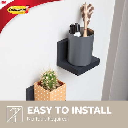 Display Ledges, Holds 2 Lbs, Slate, 2 Wall Display Ledges and 8  Strips