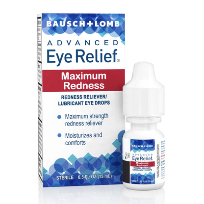 (2 Pack) Bausch & Lomb Advanced Eye Relief Maximum Relief Lubricant/Redness Reliever Eye Drops, .5 Oz