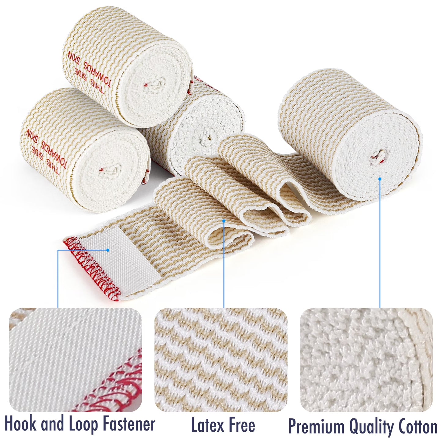4 Pcs Cotton Elastic Bandage Wrap, 2 Inches X 15 Feet , Cotton Compression Bandages