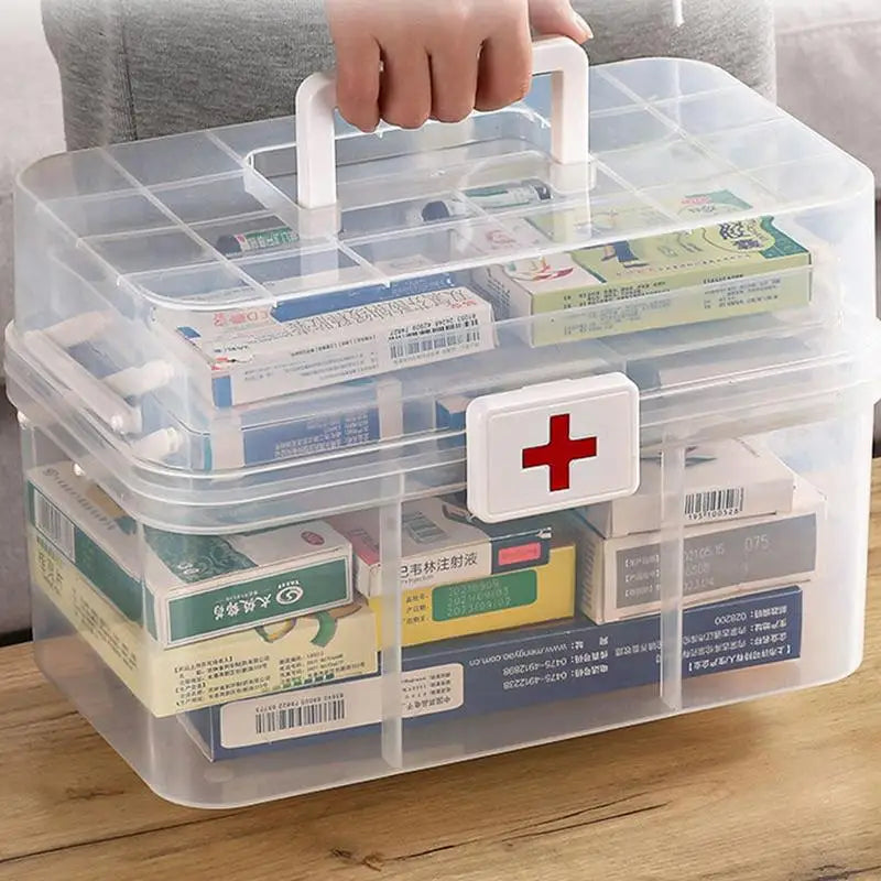 Portable Medicine Box 3 Layers Large Capacity Medicine Organizer Storage Box Family Emergency Medicine Box Medicine Container