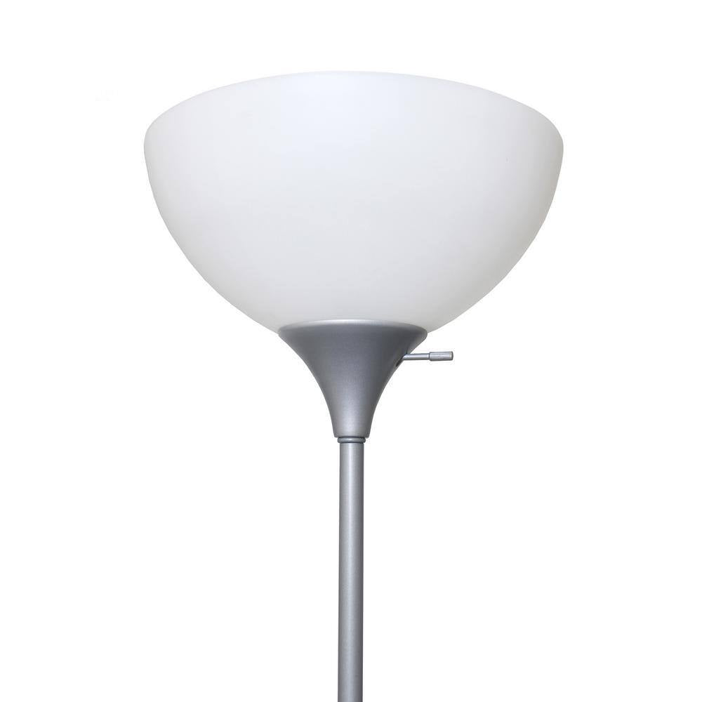 71.5-Inch Silver Floor Lamp with Integrated Reading Light